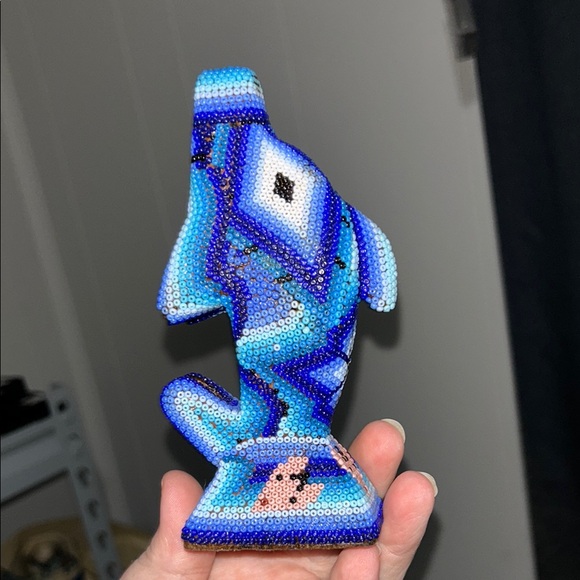 Blue Beaded Dolphin Figurine